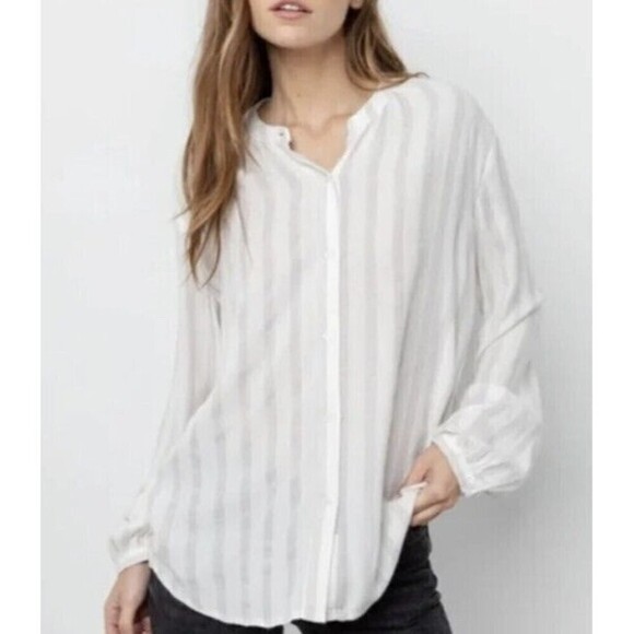 Rails Womens Small Eloise Carrara Stripe Long Sleeve Button Down Shirt Rayon - Picture 1 of 9